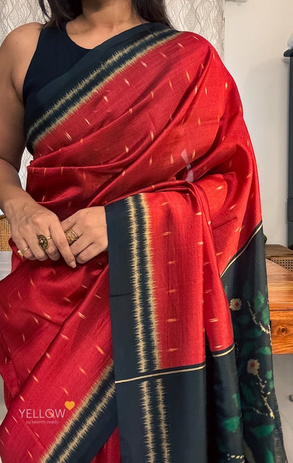 BLACK BORDER JAMDANI PRINTED PALLU