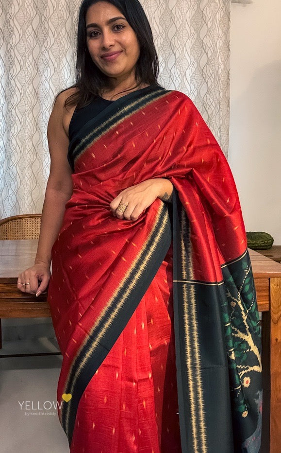 BLACK BORDER JAMDANI PRINTED PALLU