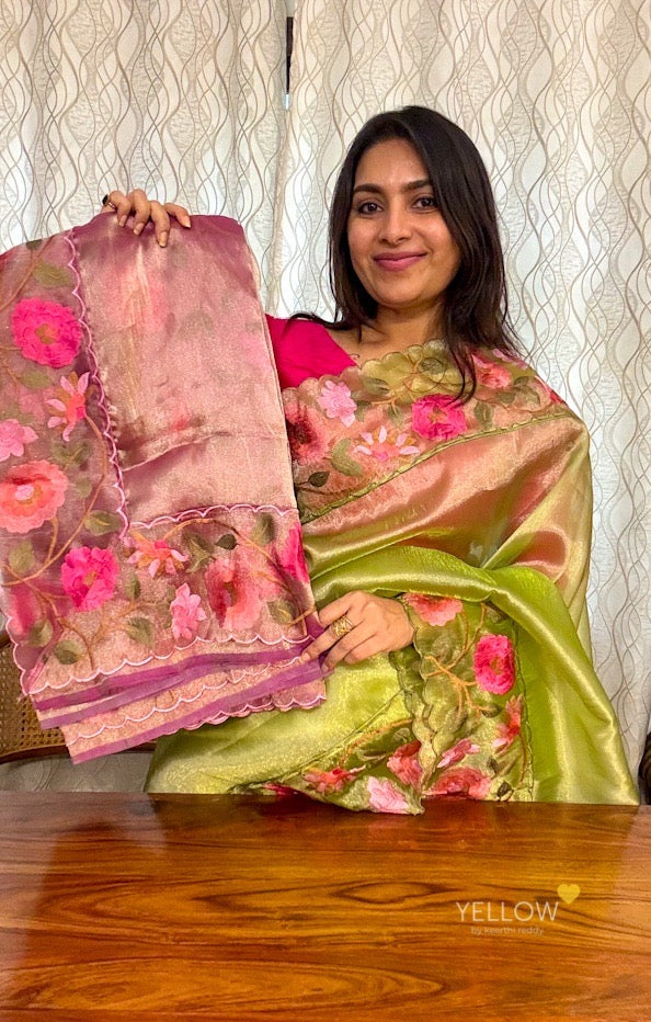 Organza embroidered saree
