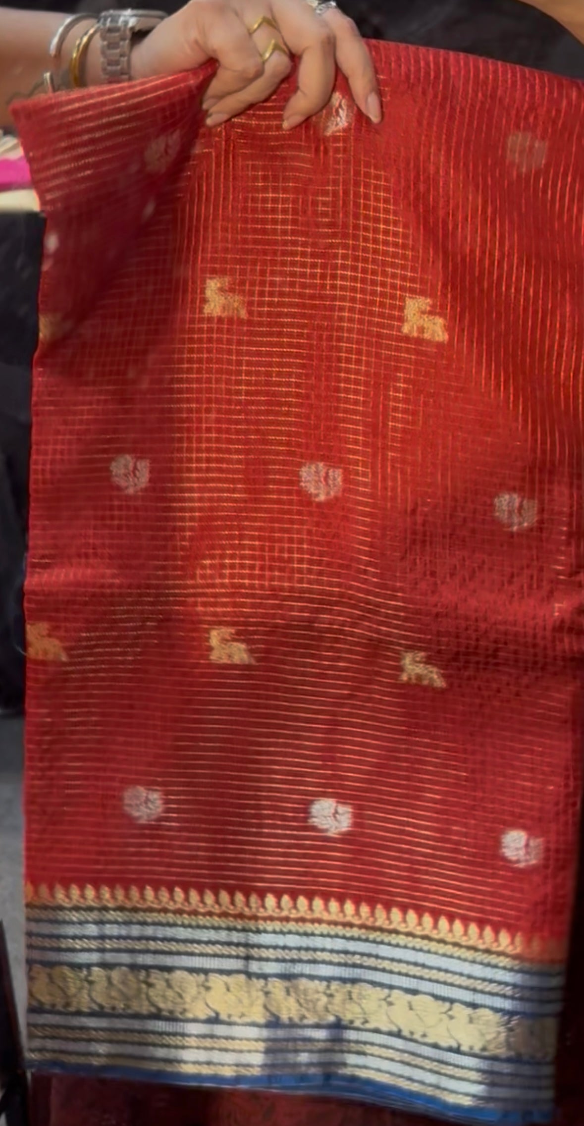 Vintage checks saree