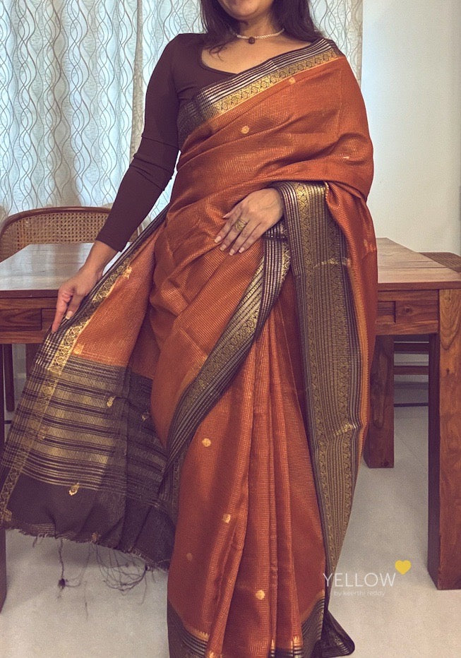 ZARI CHECKS VINTAGE SAREE