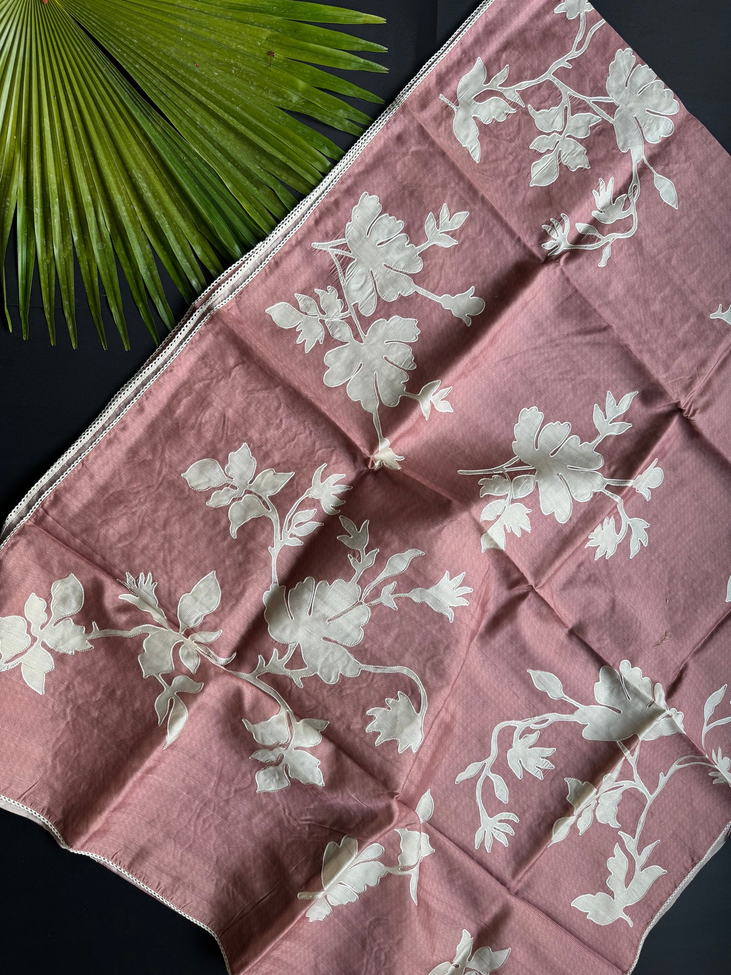 Tussar sarees with floral appliqué