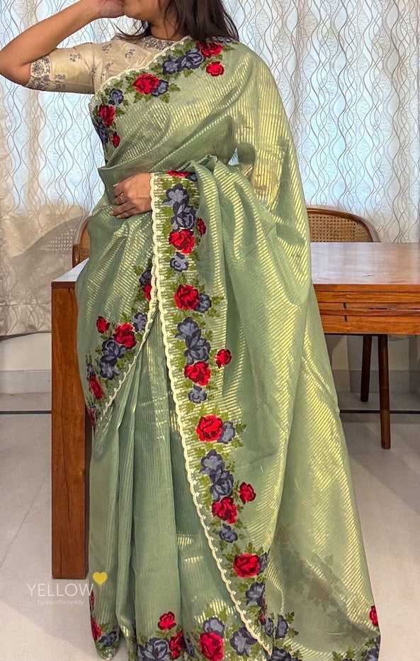 ORGANZA TISSUE THREADWORK SAREE