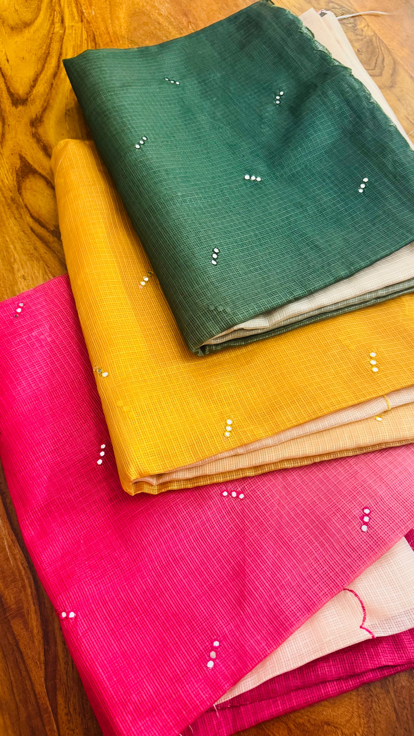 Shaded Kota sarees with mirror work