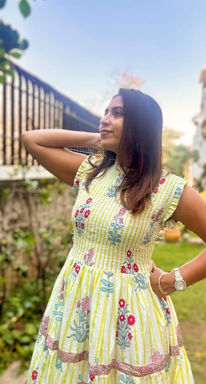 SMOCKED COTTON DRESS