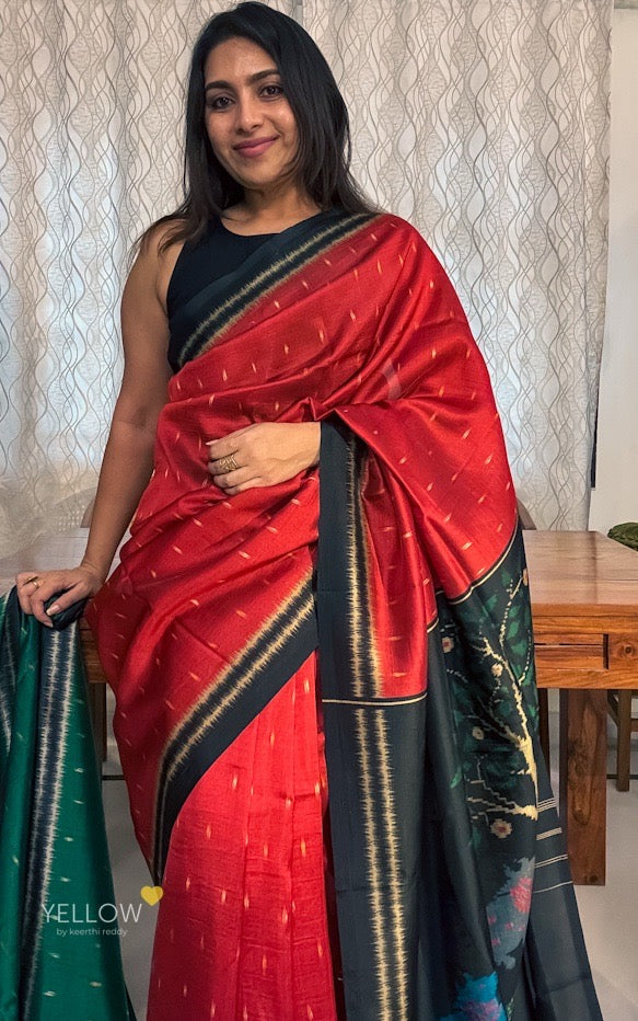 BLACK BORDER JAMDANI PRINTED PALLU