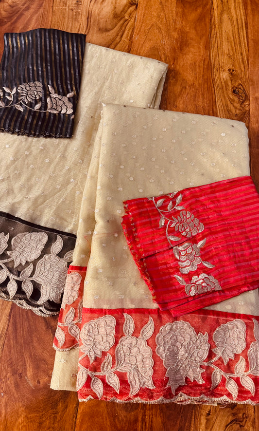 GOLD TISSUE CRAPE SAREE
