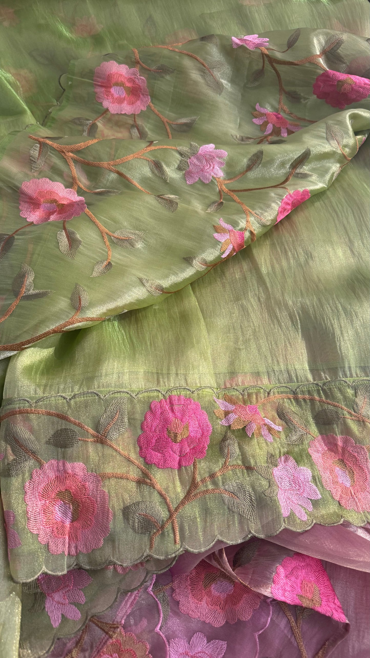 Organza embroidered saree