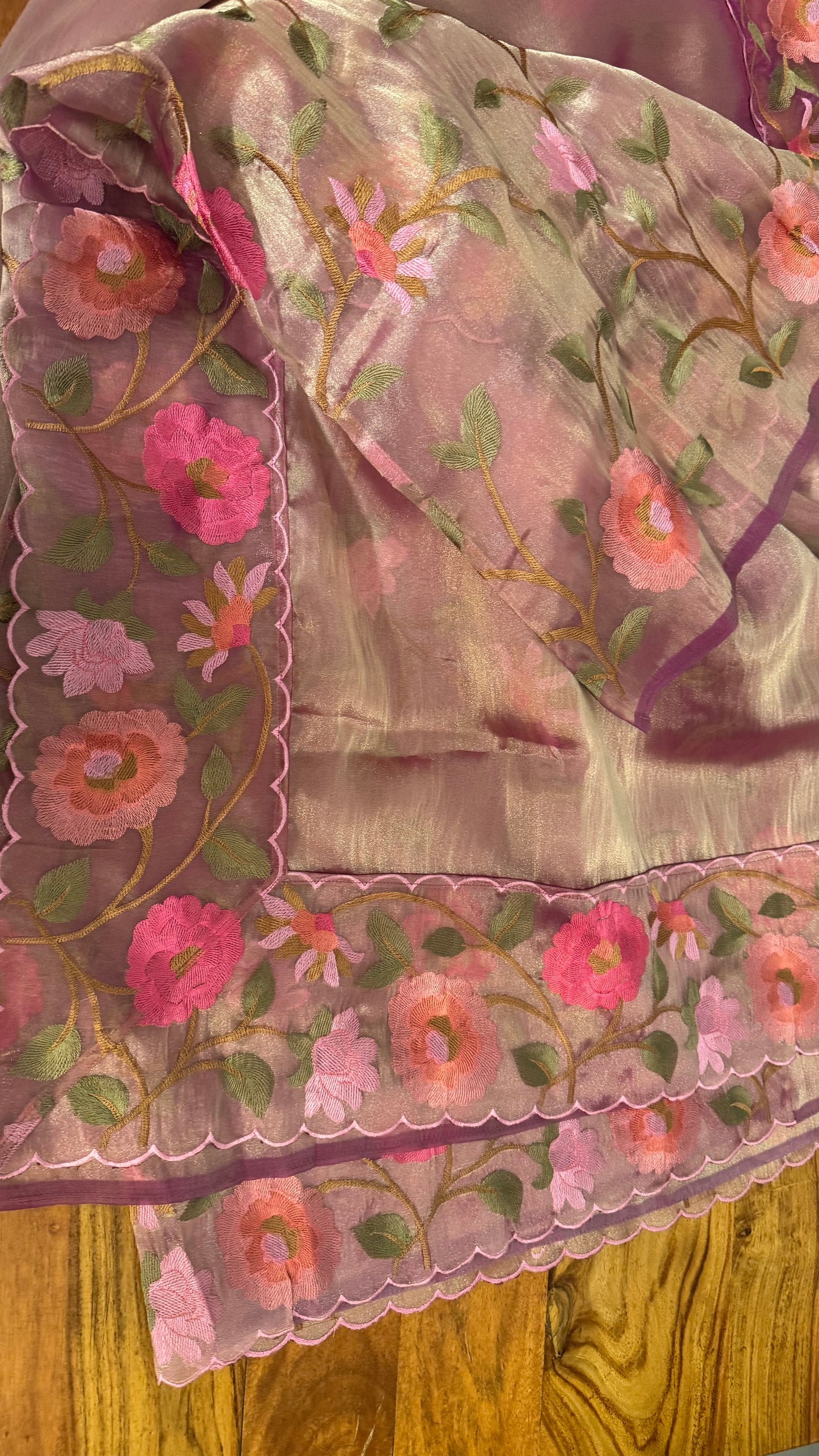 Organza embroidered saree