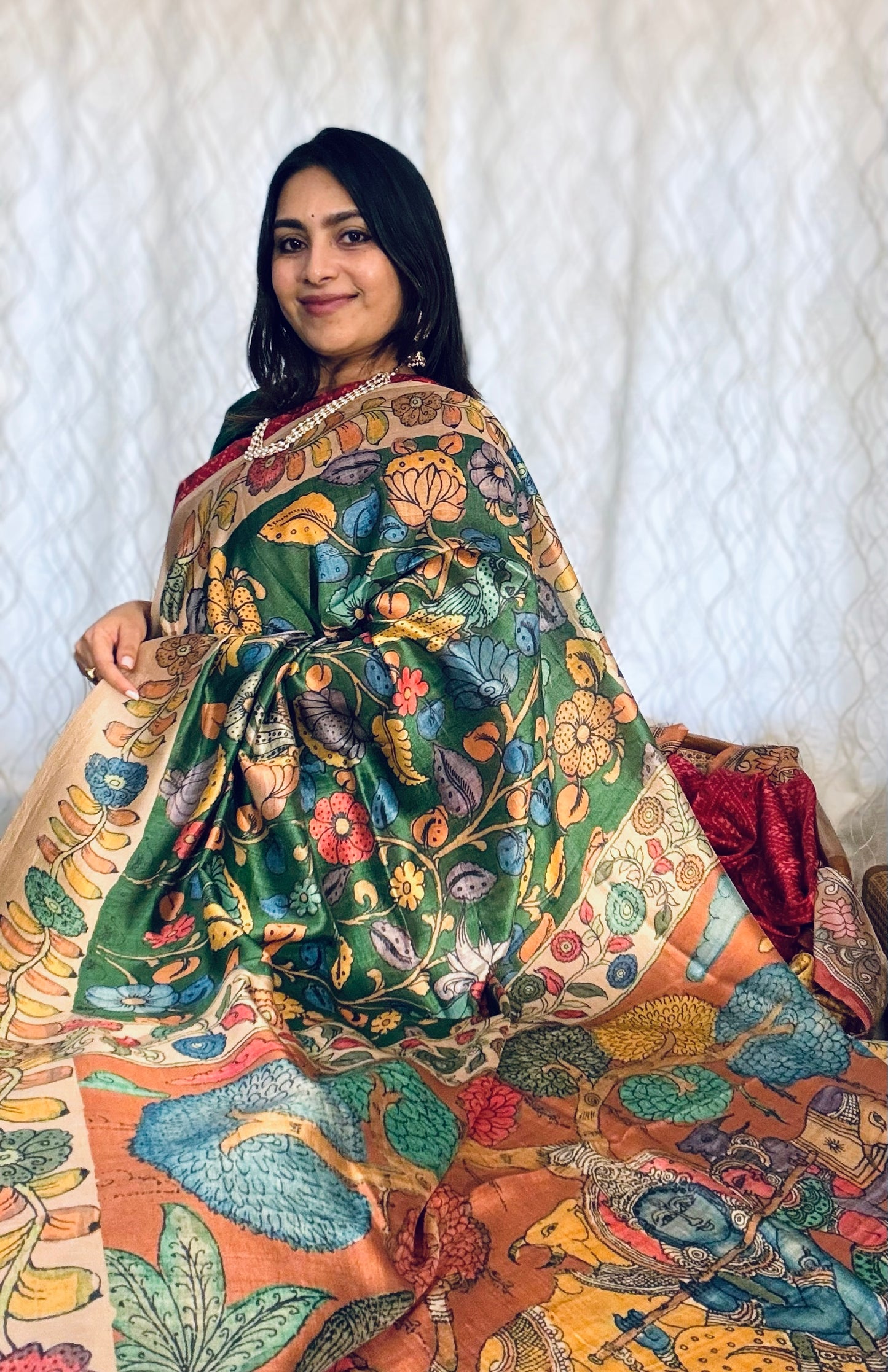 Green kalamkari Saree