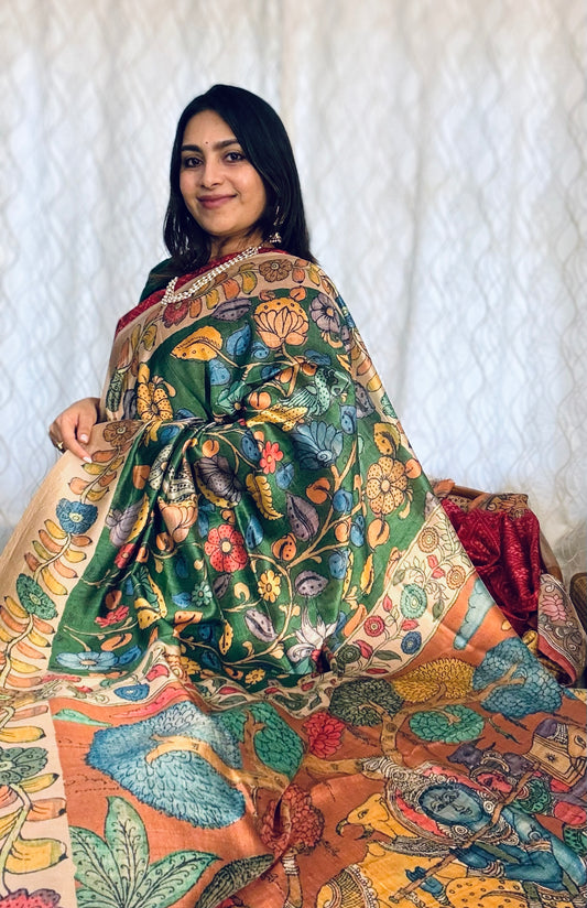 Green kalamkari Saree