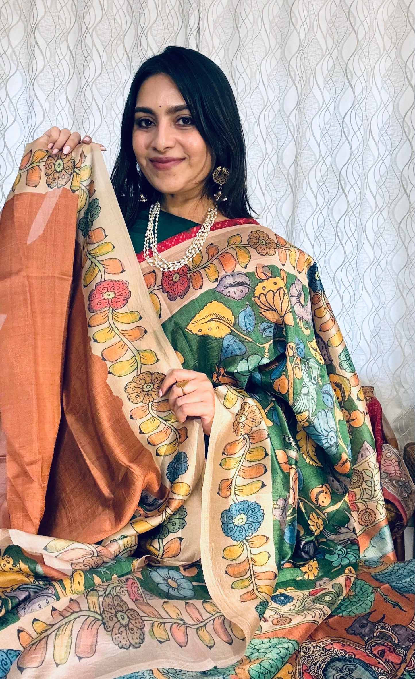 Green kalamkari Saree