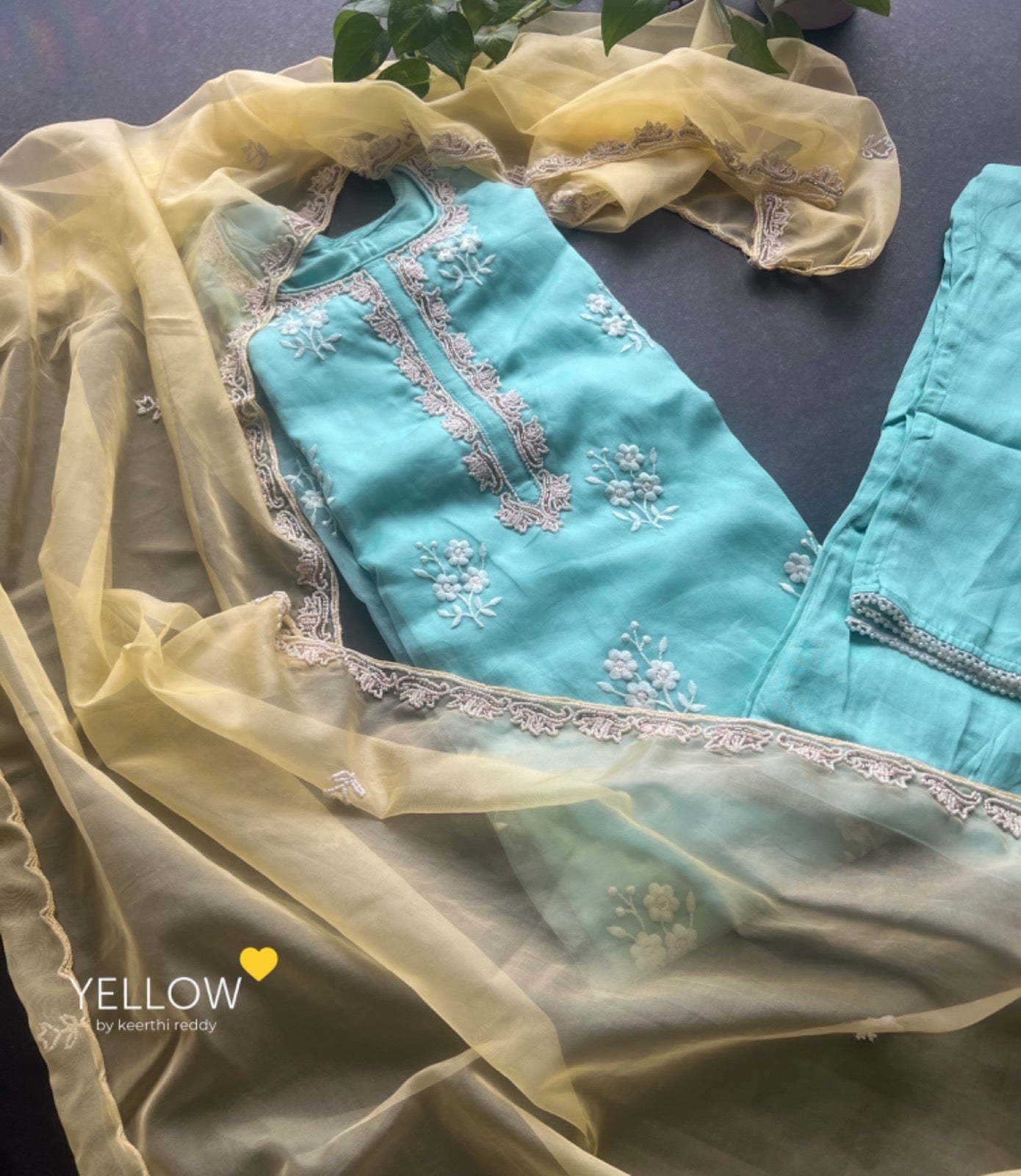 Heavy Pearl Work Soft Organza Kurti