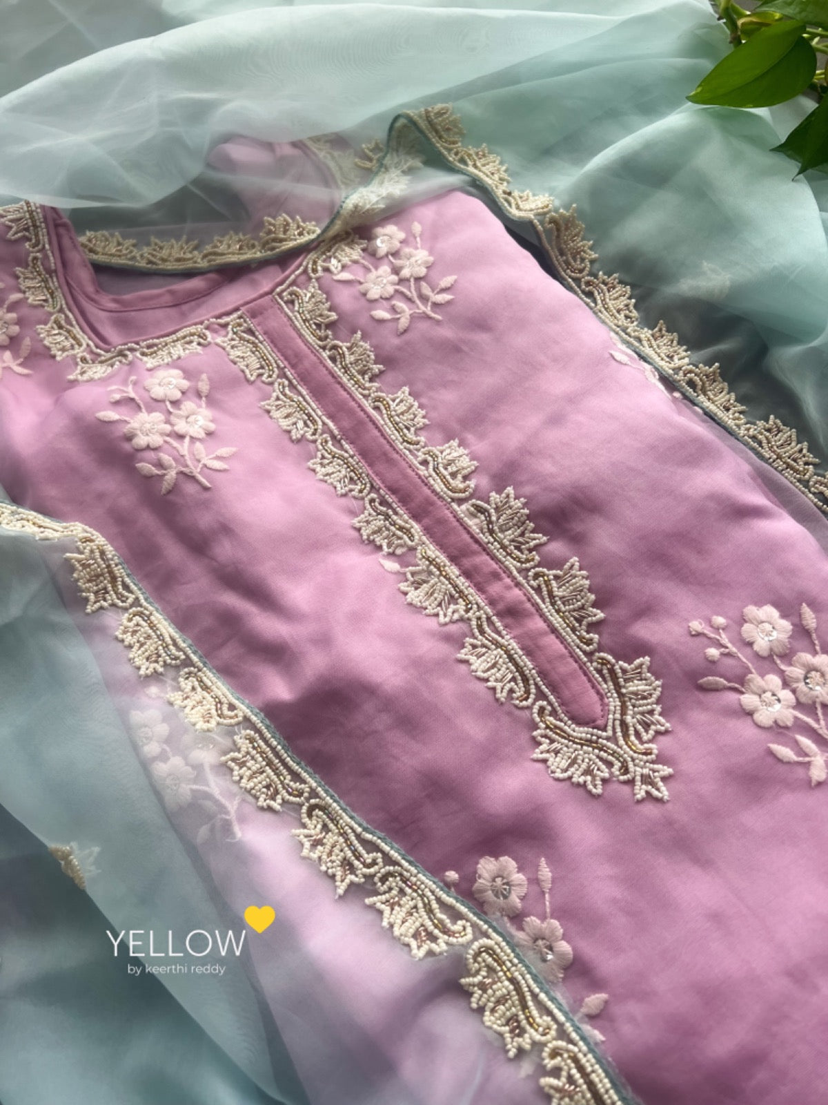 Heavy Pearl Work Soft Organza Kurti