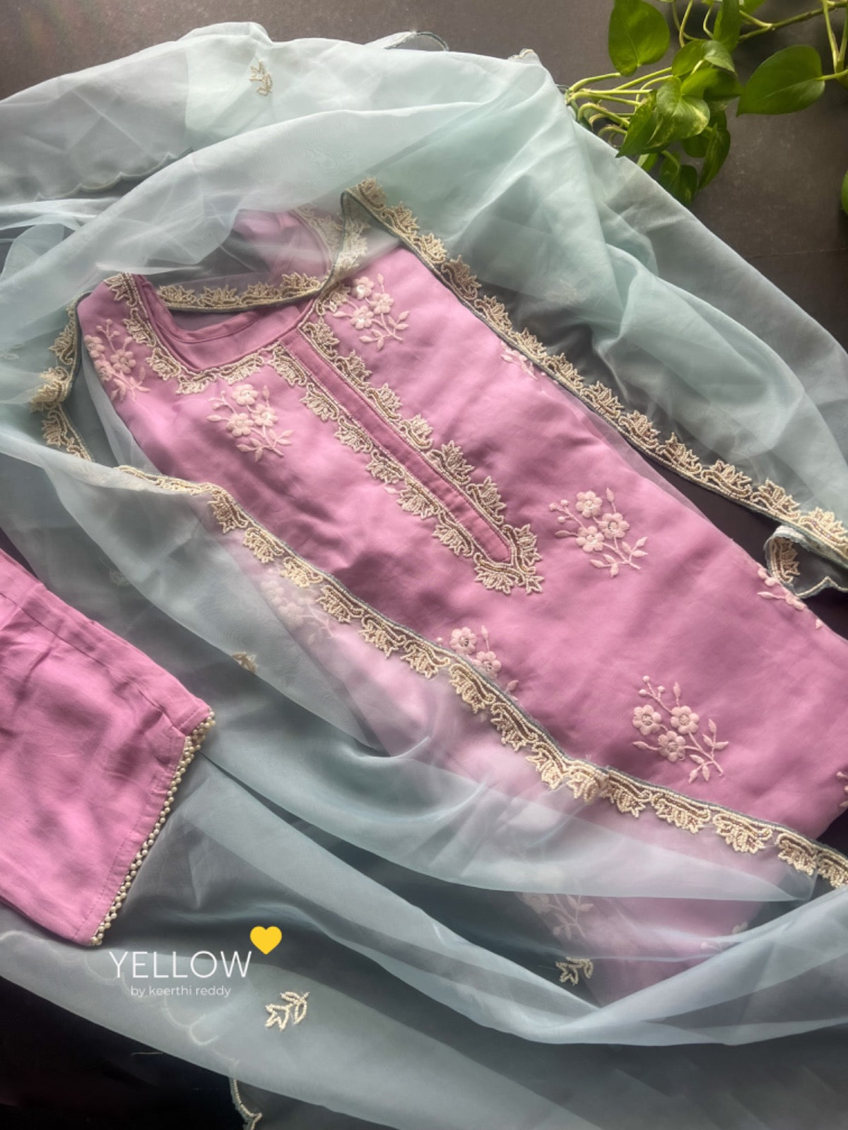 Heavy Pearl Work Soft Organza Kurti